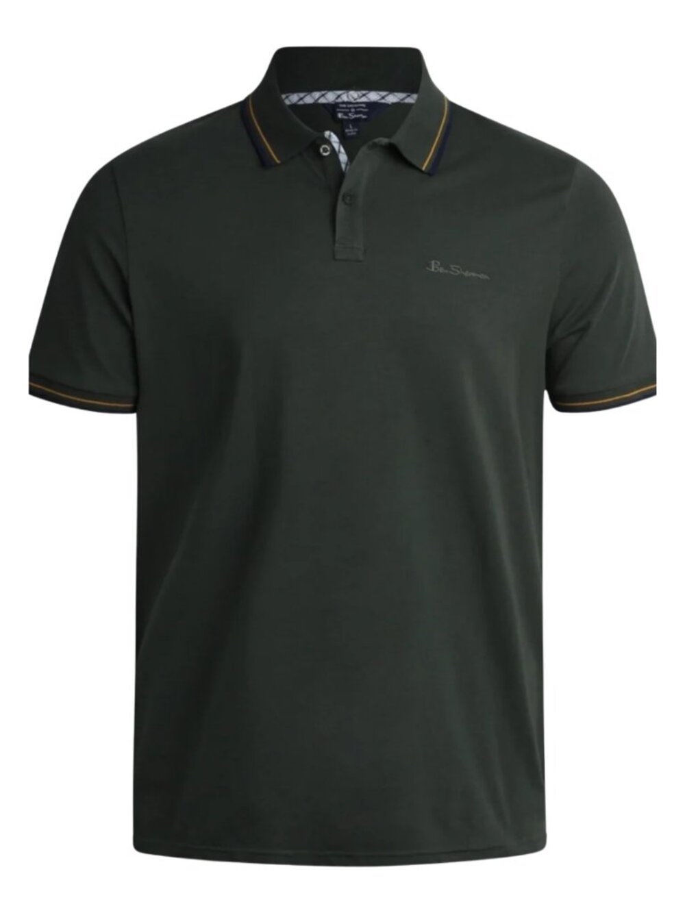 Ben Sherman Forest Green Polo with Navy/Yellow Twin Tip Trim